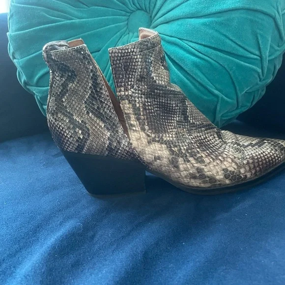 Jeffrey Campbell Black and Gray Snakeskin Ankle Boots - Picture 1 of 5